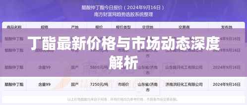 丁酯最新价格与市场动态深度解析